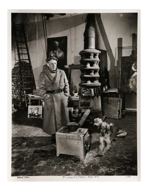 Richard Ham, Picasso With Dog in Paris Studio, 1945 Photograph
