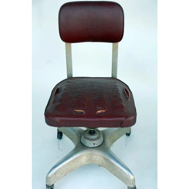 Mid 20th Century Vintage Mid Century Aged Industrial Office Swivel Chairs- A Pair For Sale - Image 5 of 7