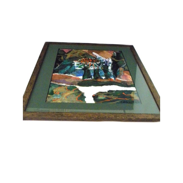 Abstract Landscape Painting Mixed Media Collage For Sale - Image 10 of 13