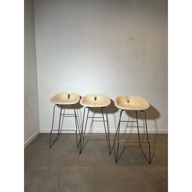 Bar Stool in Cream Leather from Moroso For Sale - Image 6 of 6