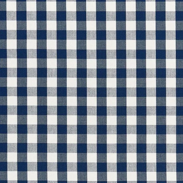 Contemporary Schumacher Elton Cotton Check Fabric in Navy For Sale - Image 3 of 3