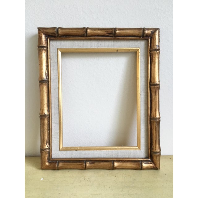 Gold Bamboo & Linen Matted Frame, 8x10, Vintage Chairish