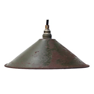 Vintage Industrial French Dark Green Iron Pendant Light For Sale