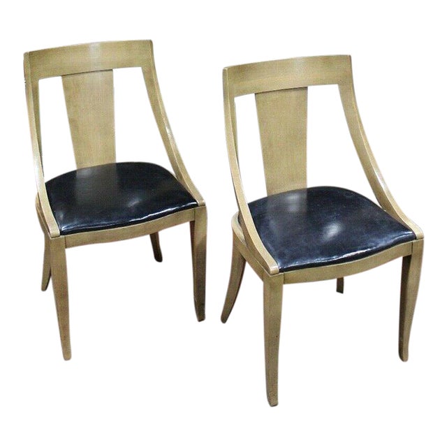 Mid-Century Modern Wormley Dunbar Style Spoon Back Dining Chairs - Set of 4 For Sale