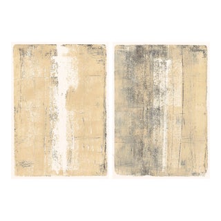 Presidio Play 3-4 Set (2) 34*48 Original Abstract Art Upstretched Canvas Painting by Carrie Bergey - Black, White, Beige For Sale