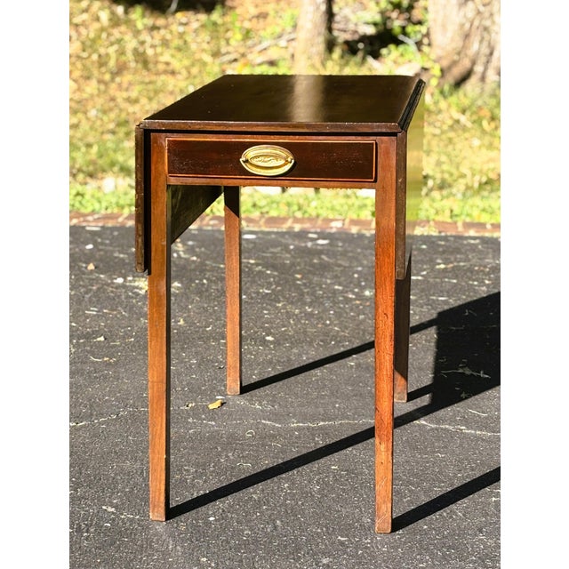 19th Century Federal Drop-Leaf Pembroke Table with Brass Pull Add timeless elegance to your home with this charming 19th-...