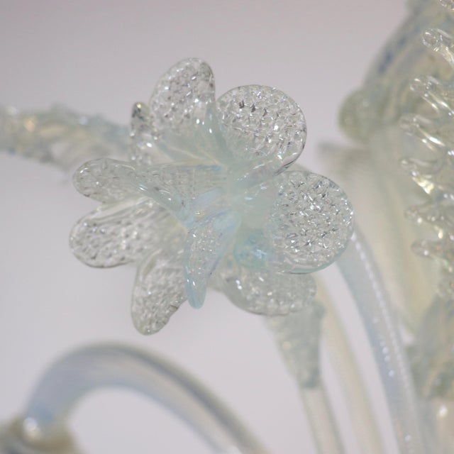 Vintage Baroque Style Four Arm Opaline Murano Chandelier For Sale - Image 10 of 12