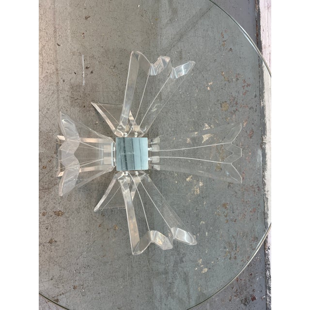 Plastic Mid 20th Century Hollywood Regency Style Lucite and Glass Dining Table For Sale - Image 7 of 7