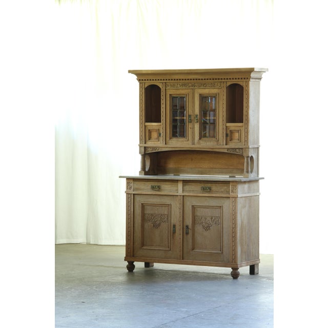 Antique Danish Oak Buffet Cabinet with Crystal Glass Doors, 1850s For Sale - Image 16 of 18