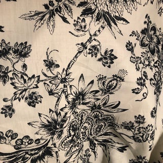 Oyster White & Black Floral Fabric For Sale