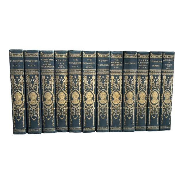 1900 William Makepeace Thackeray Antique Book Collection - 12 Volumes For Sale