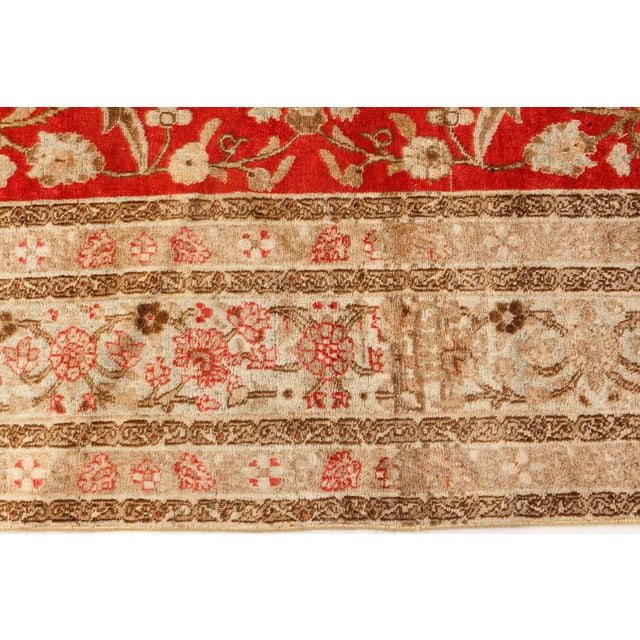 Textile 19th Century Persian Tabriz Red Hand Knotted Wool Carpet For Sale - Image 7 of 8