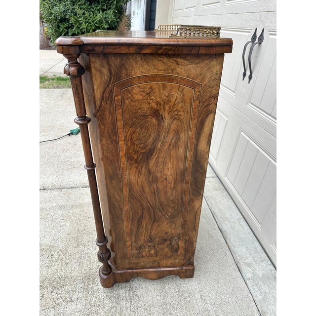 English 19th Century Burr Walnut Victorian Music Cabinet For Sale - Image 3 of 11