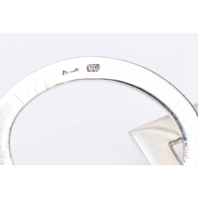 Vintage Sterling Silver Circle and Rectangle Modernist Link Chain Necklace, 1960's For Sale In Miami - Image 6 of 8