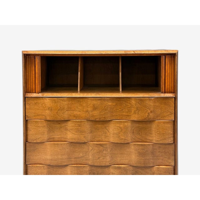 Wood Edmund J Spence, Swedish Modern, Maple, Wave Highboy, Sweden, 1950s For Sale - Image 7 of 14