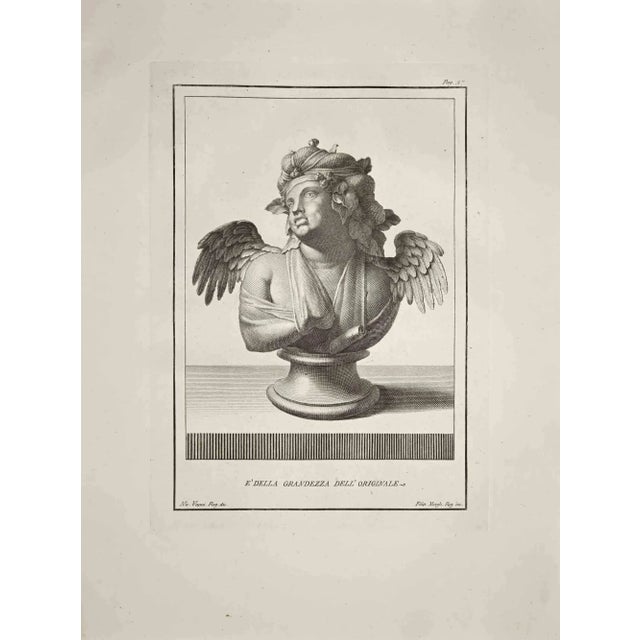 Ancient roman bust, form the series antiquities of herculaneum is an original etching on paper realized by filippo...