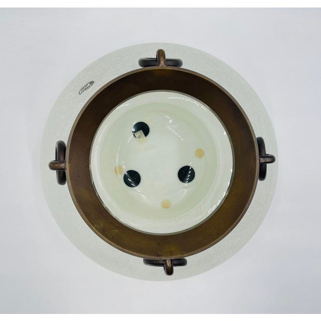 Metal 1980s Seguso Murano Scavo Glass & Bronze Center Bowl Signed, Italian Modernism For Sale - Image 7 of 18
