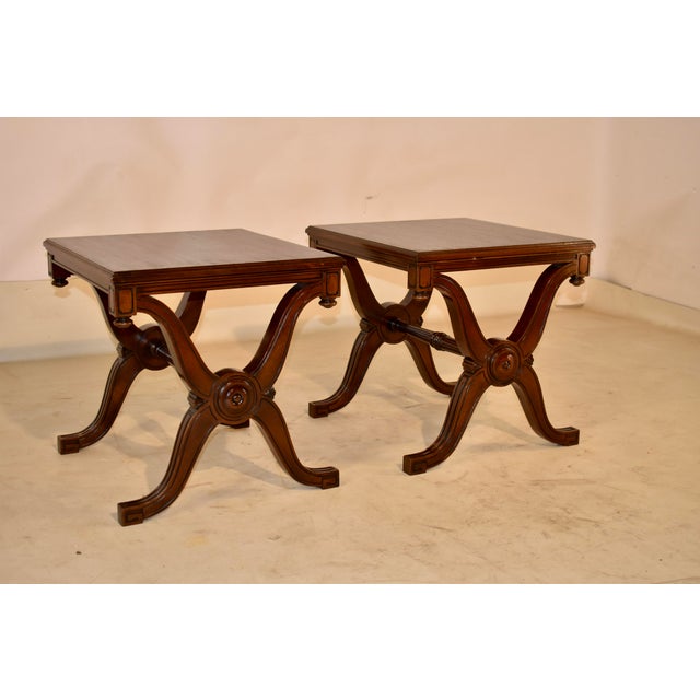 Pair of Edwardian Mahogany Side Tables From England, Circa 1900 For Sale - Image 4 of 10