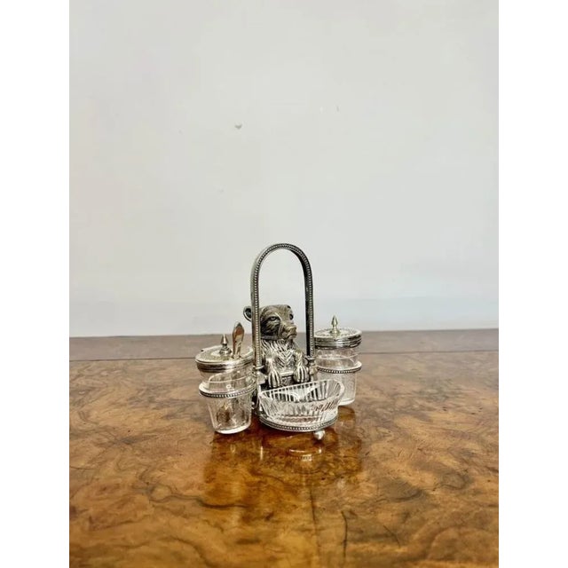 Glass Antique Victorian Silver Plated Novelty Cruet, 1871, Set of 3 For Sale - Image 7 of 10