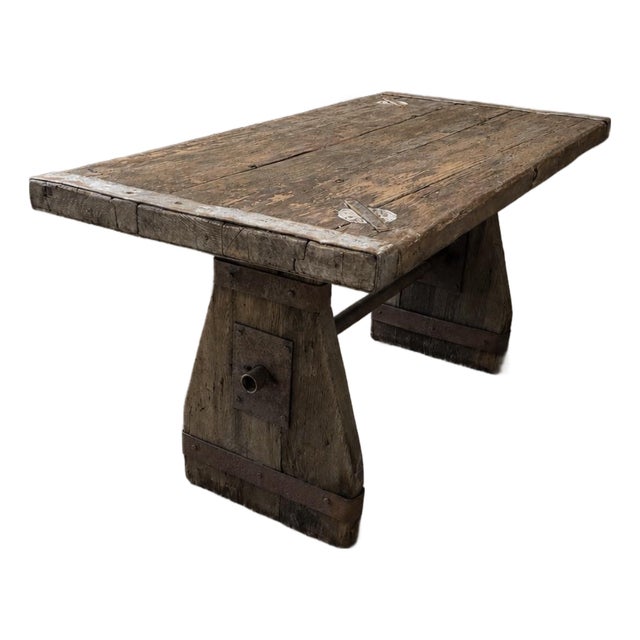 Farmhouse Rustic Ship Hatch Door Industrial Table For Sale
