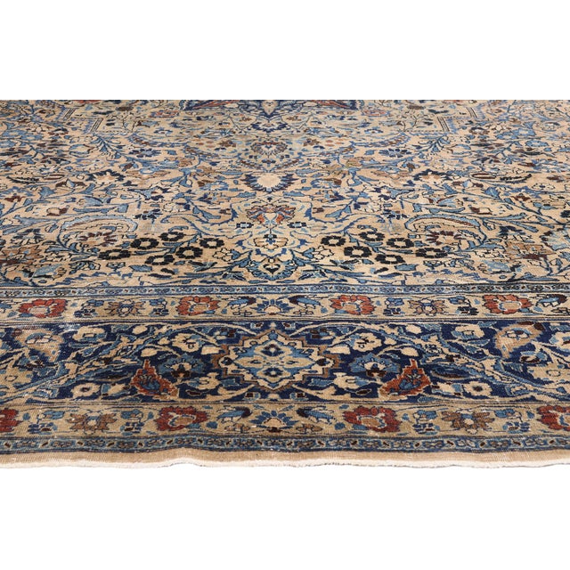 Early 20th Century Antique Persian Mashhad Rug, 12'09 X 14'11 For Sale - Image 5 of 11