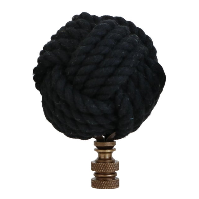 Nautical Knot Lamp Finial in Black on Bronze Hardware For Sale