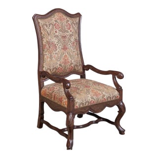 Panache for Michael Taylor Louis XIV Style Walnut Arm Chair - 1 of 2 For Sale