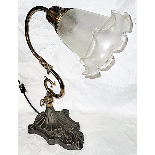Classic elegance in this solid brass and cast iron desk lamp-we had these remade by a woman in upstate NY who restores...