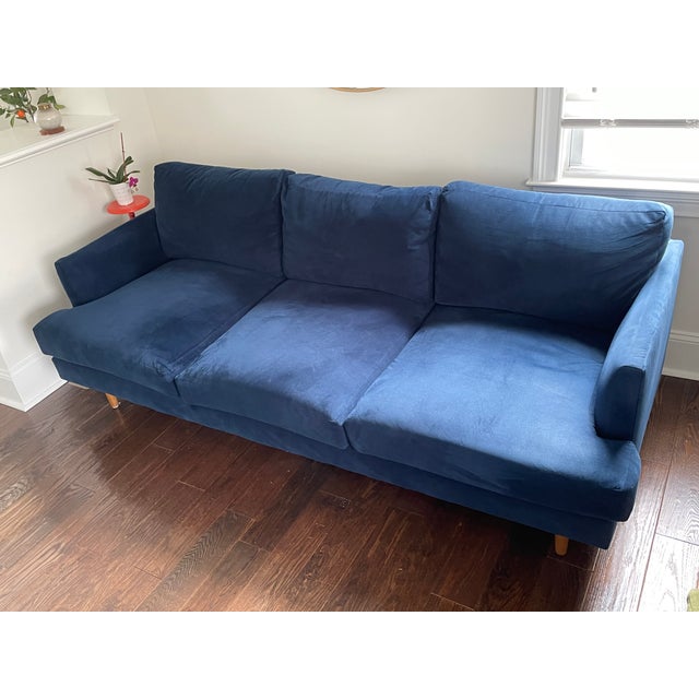 West Elm Haven Loft Sofa in Ink Blue Performance Velvet Chairish