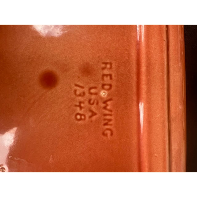 1930s Vintage Orange Rectangle Red Wing Pottery Bonsai Planter For Sale - Image 5 of 7