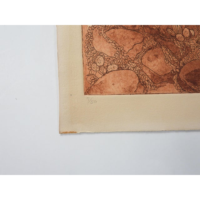Paper Late 20th Century Sepia Aruba Village Etching For Sale - Image 7 of 7