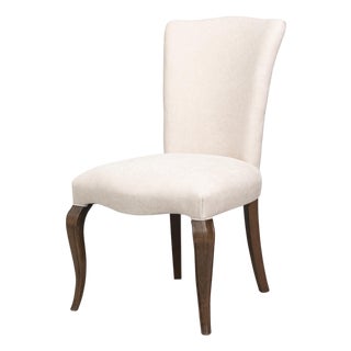 Louis XV Dining Chairs in Cream with Dark Brown Legs, Sets of 2 For Sale