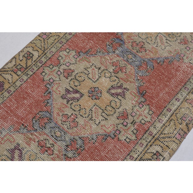 Vintage Turkish Hand-Knotted Hallway Runner Rug is a semi-Vintage rug. '60s North-Eastern region of Turkey's unique rug is...