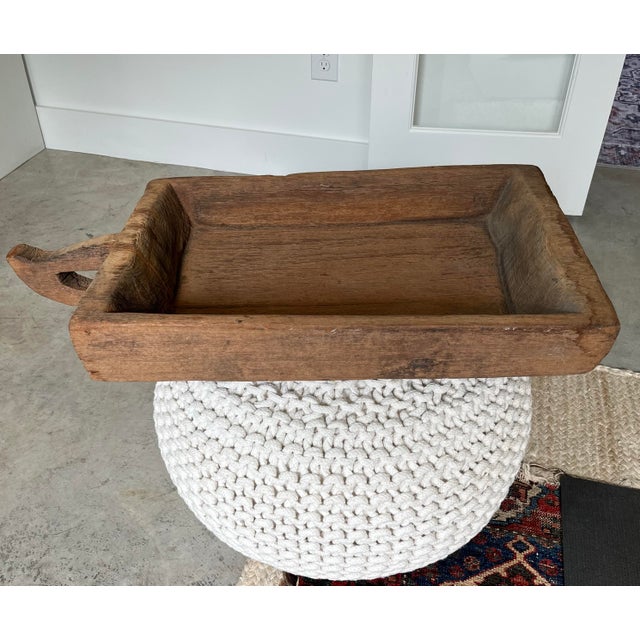 French Country Antique French Hand-Hewn Wood Dough Trough For Sale - Image 3 of 12