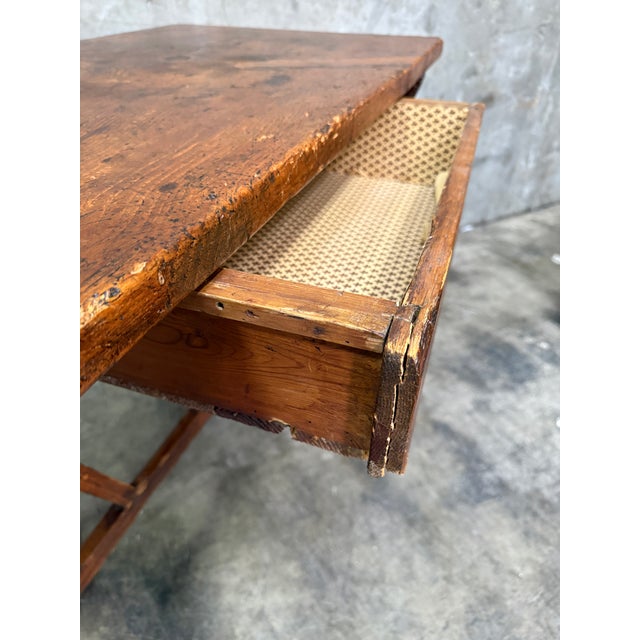 17th/18th C Italian Tuscan Walnut Trestle Table Drawer Primitive Antique For Sale - Image 15 of 16
