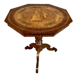 19th Century Inlaid Tilt-Top Octagonal Tea Table