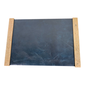 Tiffany Studios New York Zodiac Bronze Doré Blotter Ends With Leather Desk Blotter