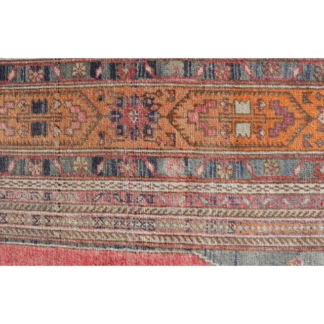 Mid 20th Century Vintage Turkish Oushak Rug Medallion Design in Red Gray and Orange For Sale - Image 10 of 13