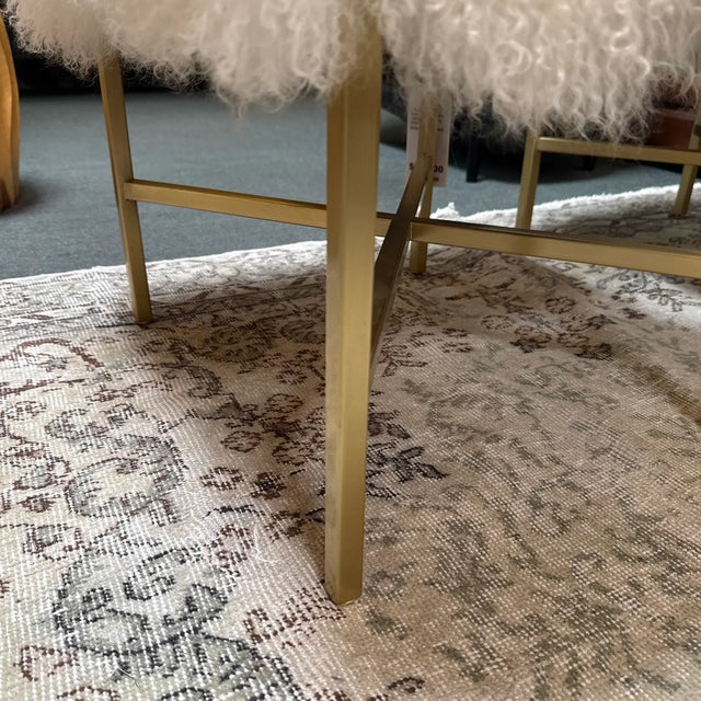 Outpost Original Tibetan Lambskin + Brass Ottoman For Sale - Image 9 of 9