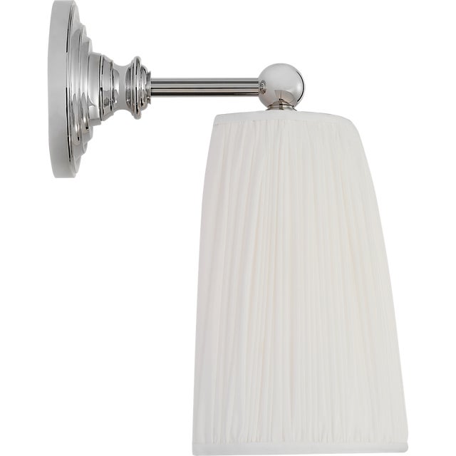 Traditional Amber Lewis for Visual Comfort Signature Matos 11" Sconce in Polished Nickel with Silk Pleat Shade For Sale - Image 3 of 8