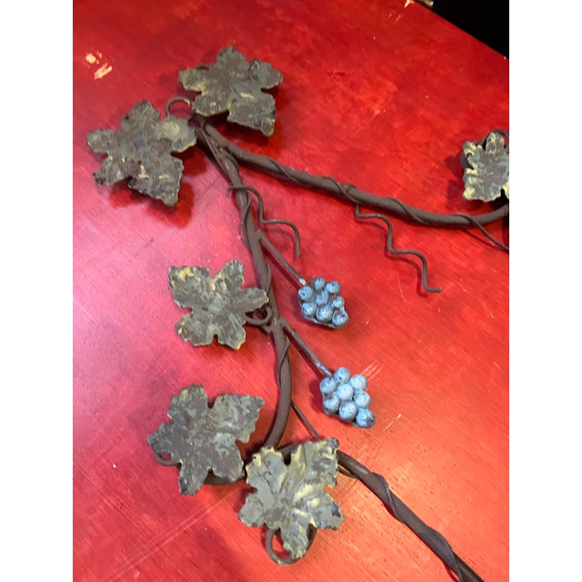 Vintage Metal Wall Hanging Plate Holder With Leaf and Grape Details For Sale - Image 4 of 9