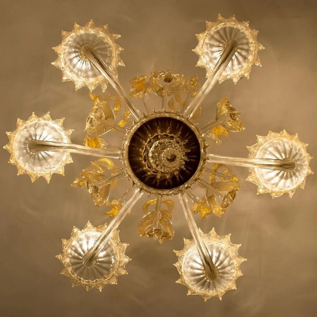 Large Venetian Chandelier in Gilded Murano Glass from Barovier, 1950s For Sale - Image 16 of 18