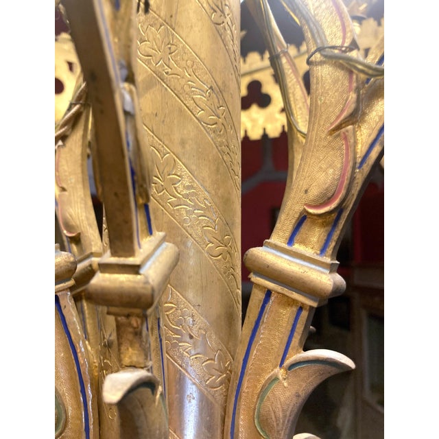 19th Century Italian Neo-Gothic Gilt Bronze and Enameld 12-Ligh Chandelier For Sale - Image 12 of 18