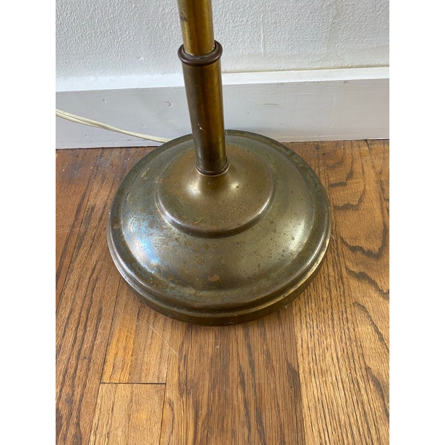Vintage Brass Swing-Arm Library/Reading Floor Lamp For Sale - Image 4 of 11