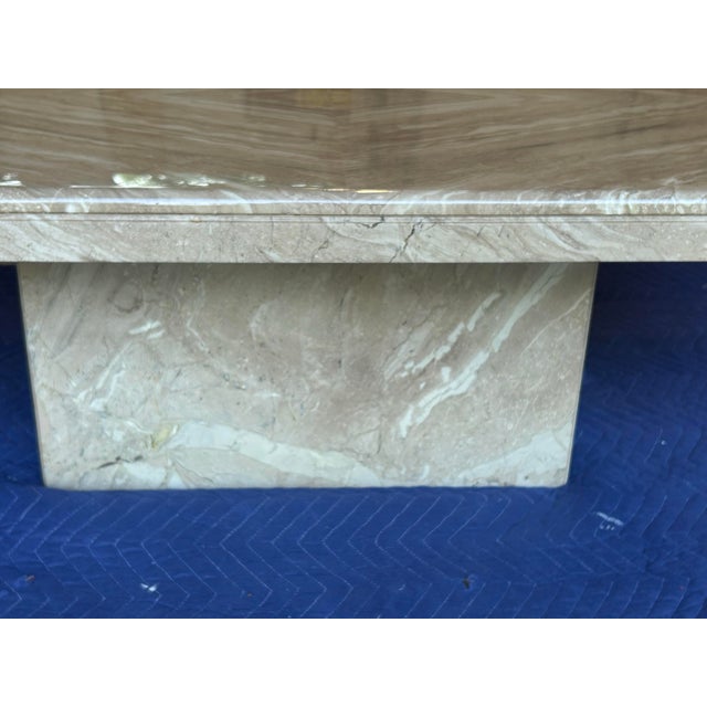 Almond 1970’s Italian Travertine Coffee Table For Sale - Image 8 of 12
