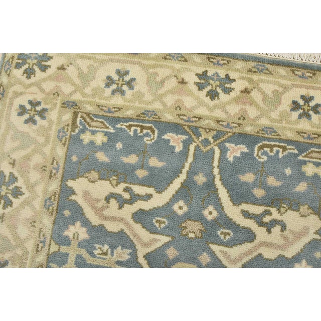Oushak Rug 4’1” X 6’1” Blue Wool Tribal Hand-Knotted Oriental Carpet For Sale In Philadelphia - Image 6 of 13