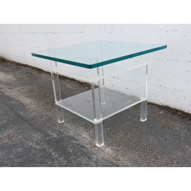 Hollywood Regency Lucite Glass Top Side End Table 6382 For Sale - Image 9 of 15