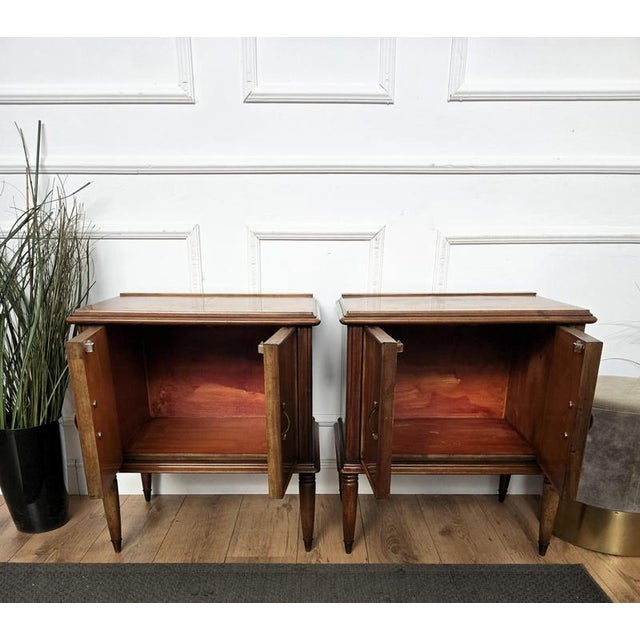 Brown Mid-Century Italian Wood Bedside Tables, 1950s, Set of 2 For Sale - Image 8 of 11