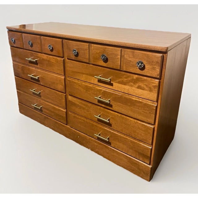 1960s Mid Century Ethan Allen 6 Drawer Oak Dresser For Sale - Image 5 of 8