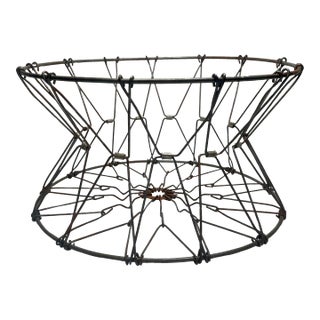 Mid Century French Country Collapsible Metal Basket, Large For Sale